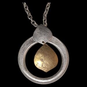 Vintage Marjorie Baer BAER SF Mix Metal Modernist Pendant Necklace